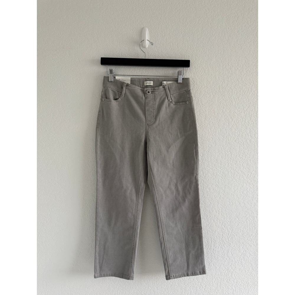 NWT J. Jill Classic High-Rise Cropped Jeans Size 4P Grey Pull-On Stretch Denim